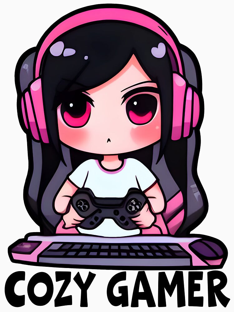 Cozy Gamer, White Color, Cool Kawaii Design, Video Games, Gamer Girl by Porcupine Tees ⭐⭐⭐⭐⭐