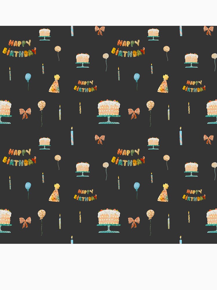 Party hat candle birthday bow pattern watercolor grey by Yana Mustafina | Boho Soulful Designs T-Shirts,... (Image 3)