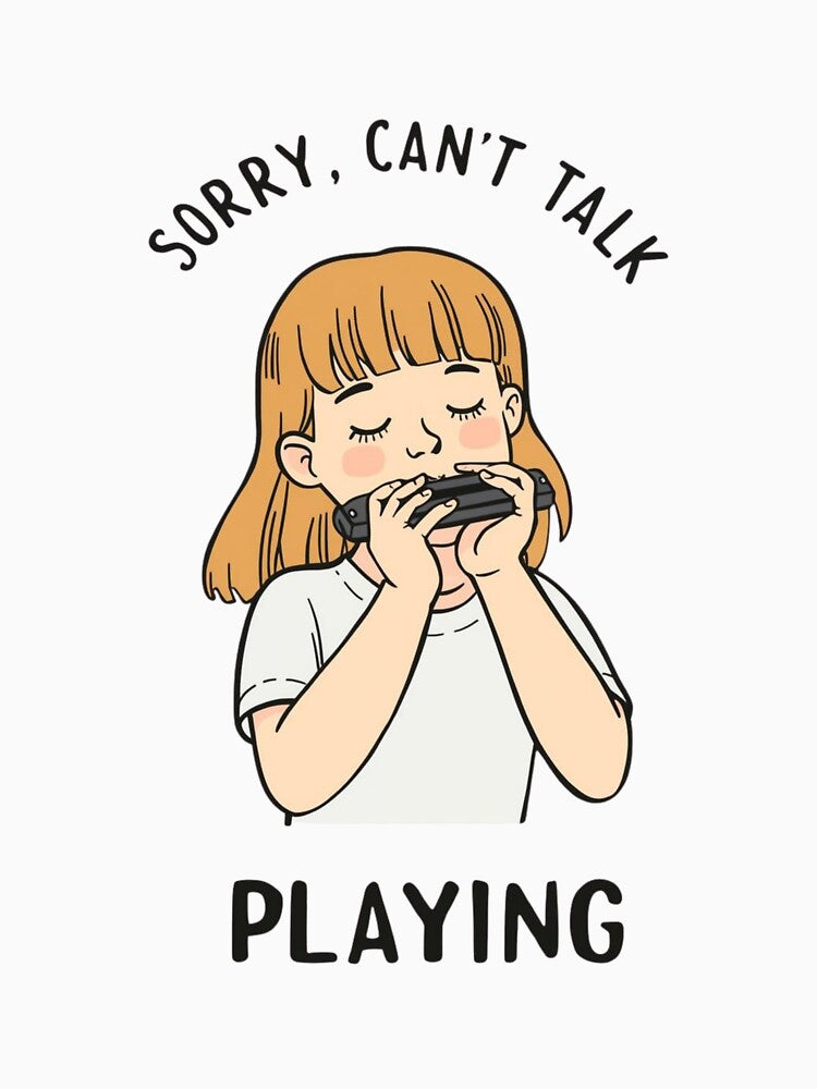 Harmonica Girl "Sorry, can't talk..playing" Busy Musician by sz0g0 T-Shirts, Hoodie, Sweatshirt | BlankRebels.com (Image 3)