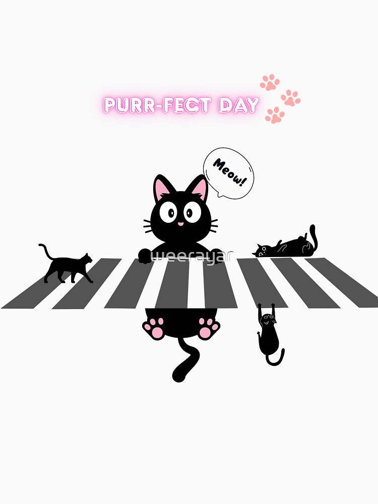 Purr-fect Day Cute Black Cats Crossing by weerayar T-Shirts, Hoodie, Sweatshirt | BlankRebels.com (Image 3)