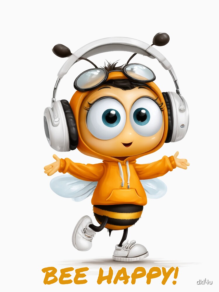 Music-Loving Bee - Bee Happy by dkl4u T-Shirts, Hoodie, Sweatshirt | BlankRebels.com (Image 3)