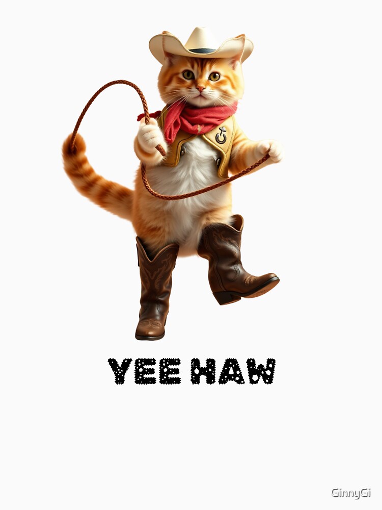 cowboy cat with rope and cowboy hat and Yee Haw by GinnyGi T-Shirts, Hoodie, Sweatshirt | BlankRebels.com (Image 3)