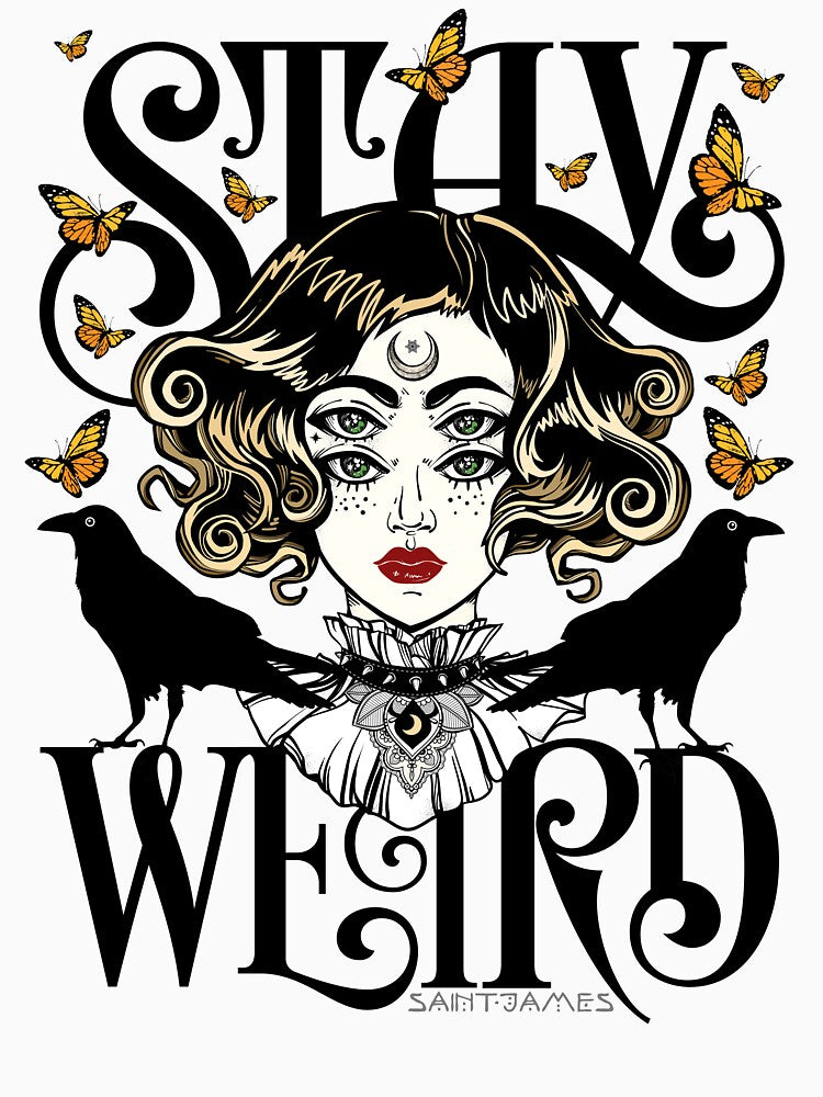 Rose and The Ravens {Stay Weird} Colour Version by wolfandbird T-Shirts, Hoodie, Sweatshirt | BlankRebels.com (Image 3)