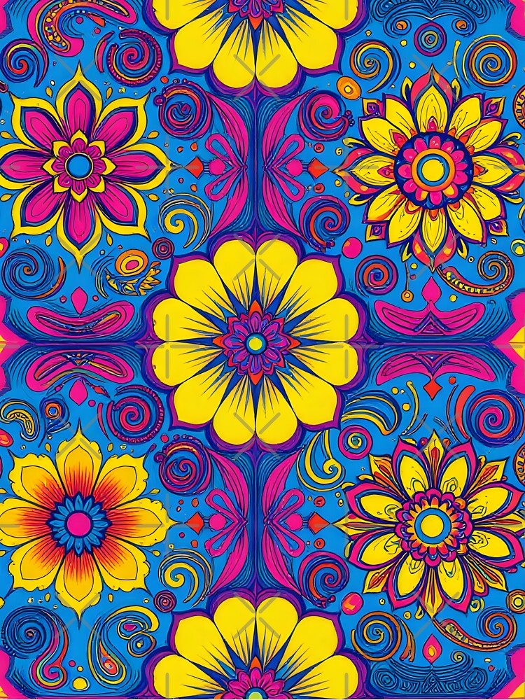 Flower Power Colourful Floral Pattern Pinterest Aesthetic Purple by druidwolfart T-Shirts, Hoodie, Sweatshirt (Image 3)