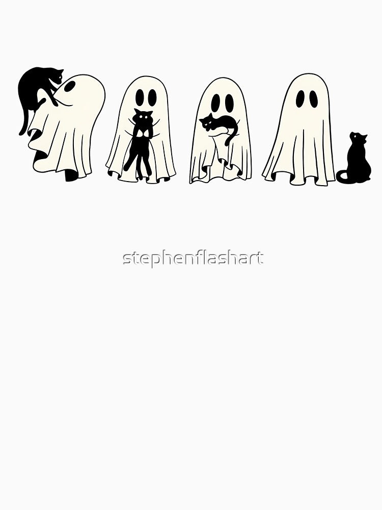 Halloween Black Cat & Ghost by stephenflashart T-Shirts, Hoodie, Sweatshirt | BlankRebels.com (Image 3)