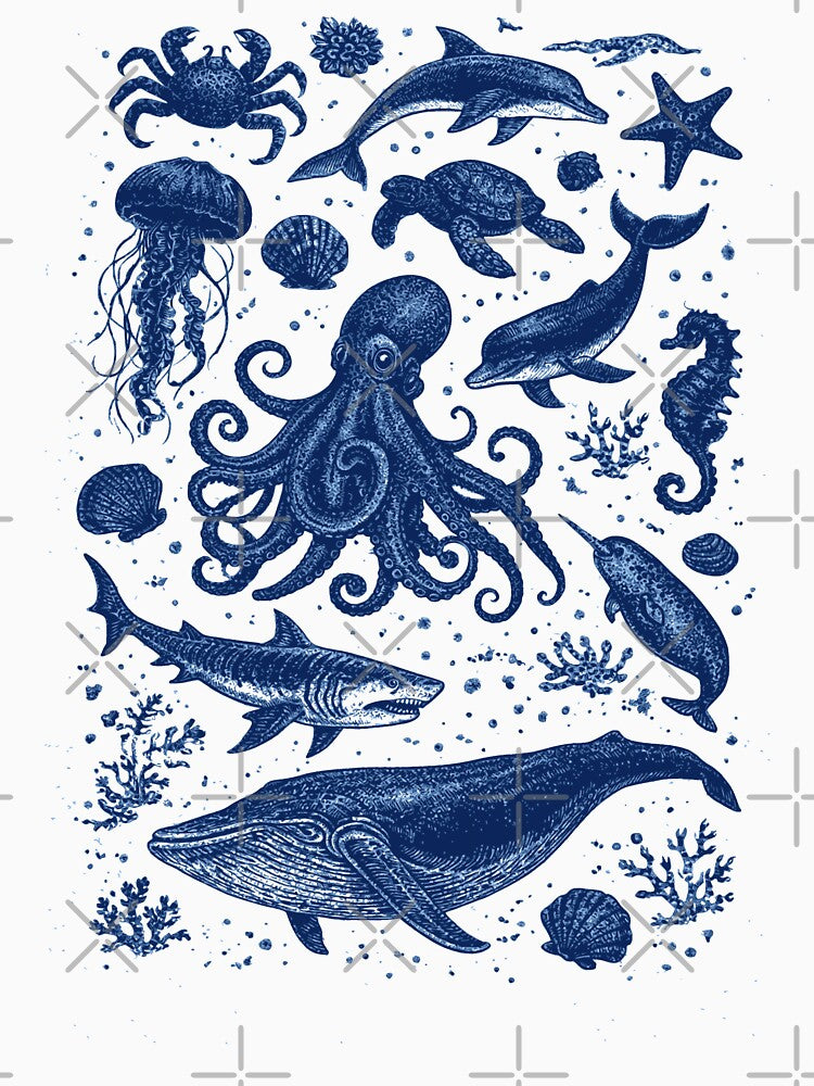 Ocean Life Vintage Marine Animals Retro Aesthetic by JackCurtis1991 T-Shirts, Hoodie, Sweatshirt | BlankRebels.com (Image 3)
