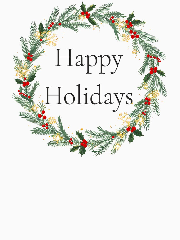 Happy Holidays Wreath – Festive Christmas Ornament Design 2025 by Punnyverse T-Shirts, Hoodie, Sweatshirt (Image 3)