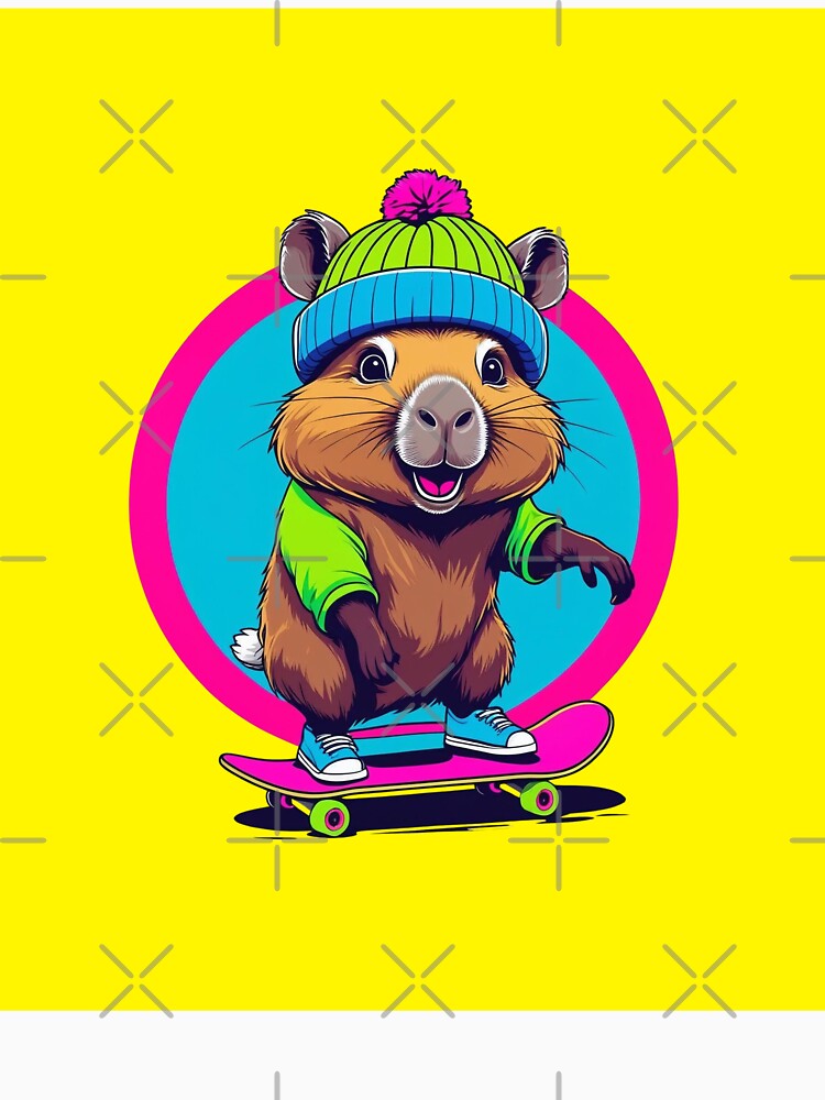 Yellow Vibes Skater Capybara by Snappy Splash T-Shirts, Hoodie, Sweatshirt | BlankRebels.com (Image 3)