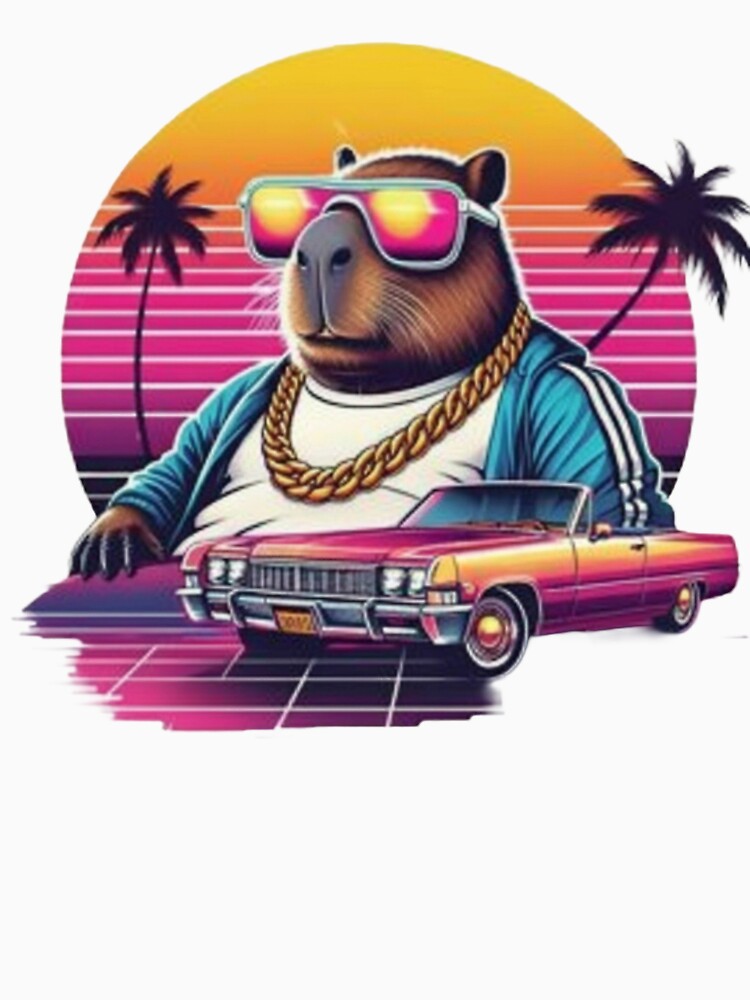 Retro Capybara Chill King 80s Synthwave T-Shirts, Hoodie, Sweatshirt