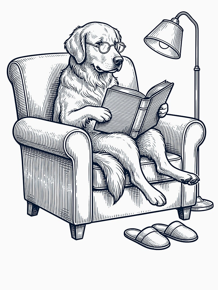 Vintage Golden Retriever Read Book Dog Mom Dad by DoodleTortle T-Shirts, Hoodie, Sweatshirt | BlankRebels.com (Image 3)
