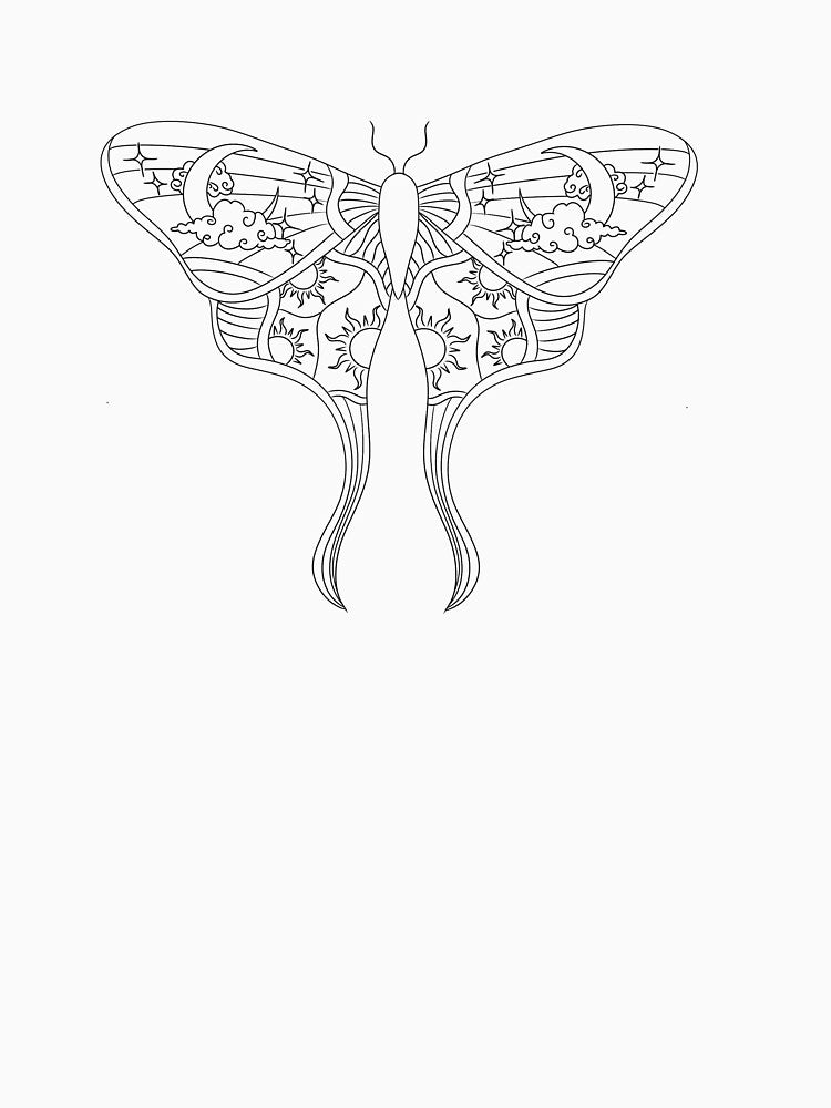 Line art  moth sun and moon celestial vibes by waltcrystal T-Shirts, Hoodie, Sweatshirt | BlankRebels.com (Image 3)