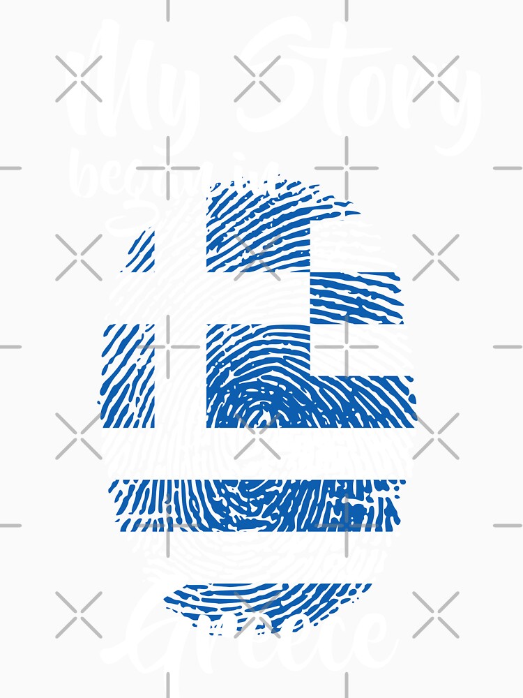 My story began in Greece Flag Fingerprint DNA Greek by PartyShirts1