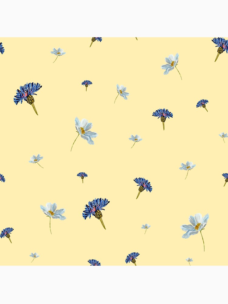 Flower Blue Daisy Pattern Seamless Watercolor Yellow Yana Mustafina Boho Soulful T-Shirts, Hoodie, Sweatshirt