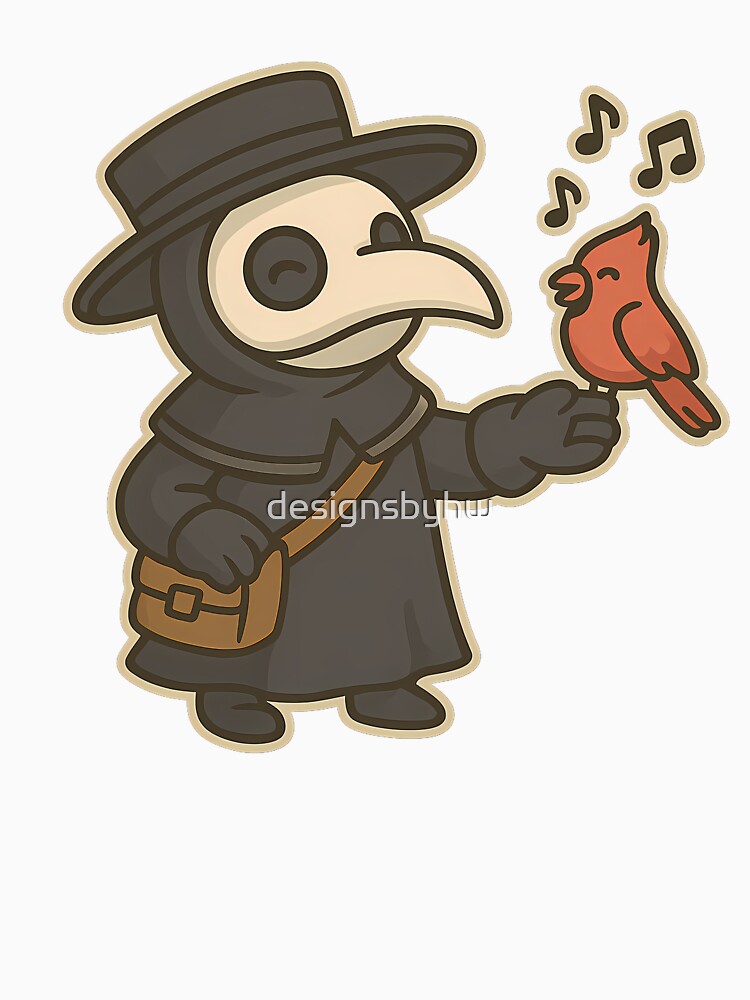Plague Doctor & Songbird – Cute Spooky Friendship Design by designsbyhw T-Shirts, Hoodie, Sweatshirt (Image 3)