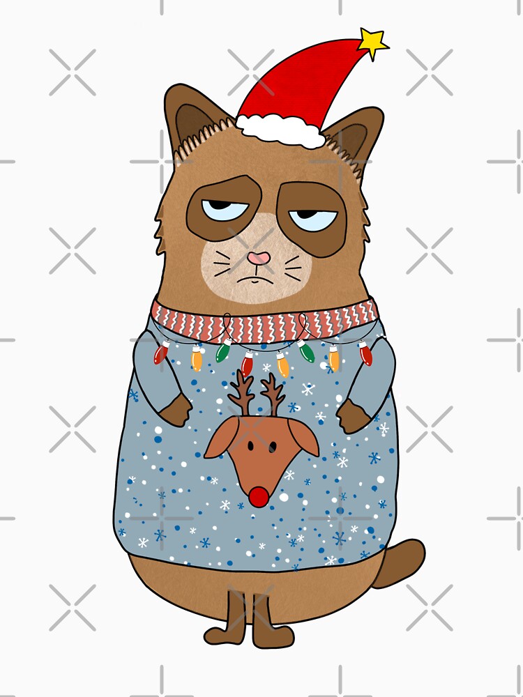 Angry cat, Bitter cat, Cat with Christmas sweater, Cat at Christmas by mysummerland T-Shirts, Hoodie, Sweatshirt (Image 3)