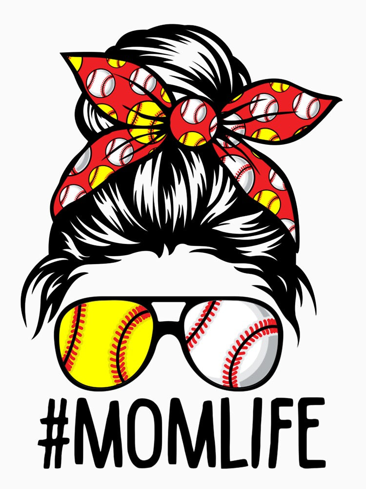 Mom Life Softball Baseball Mothers Day Messy Bun by BiancaMoss51 T-Shirts, Hoodie, Sweatshirt | BlankRebels.com (Image 3)
