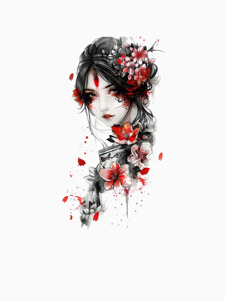 Highly Detailed Japanese Geisha. Tattoo Style Art by Lucy Goosy Art T-Shirts, Hoodie, Sweatshirt | BlankRebels.com (Image 3)