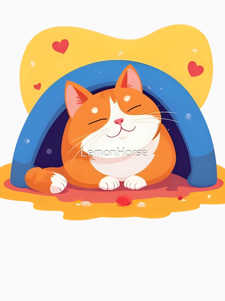 Happy Orange Cat | Cute Colorful Kawaii Cat Art by LemonHorse T-Shirts, Hoodie, Sweatshirt | BlankRebels.com (Image 2)