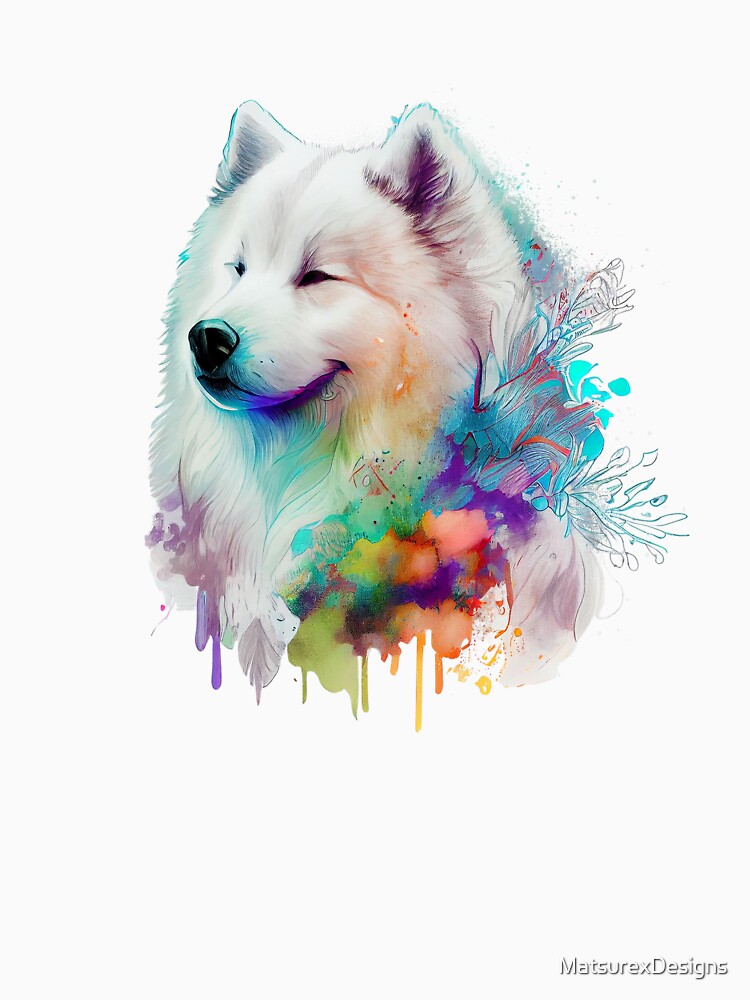 Samoyed | Colorful Watercolor Design #1 by MatsurexDesigns