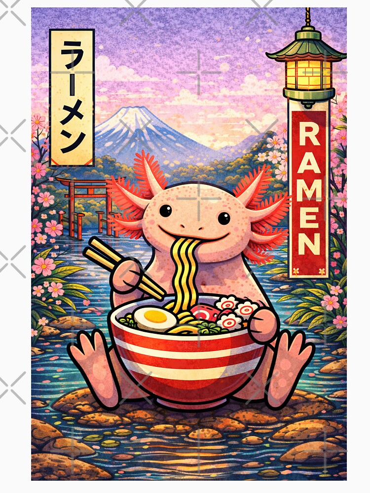 Axolotl Eating Ramen – Cute Kawaii Axolotl Art by RetroPop23 T-Shirts, Hoodie, Sweatshirt | BlankRebels.com (Image 3)