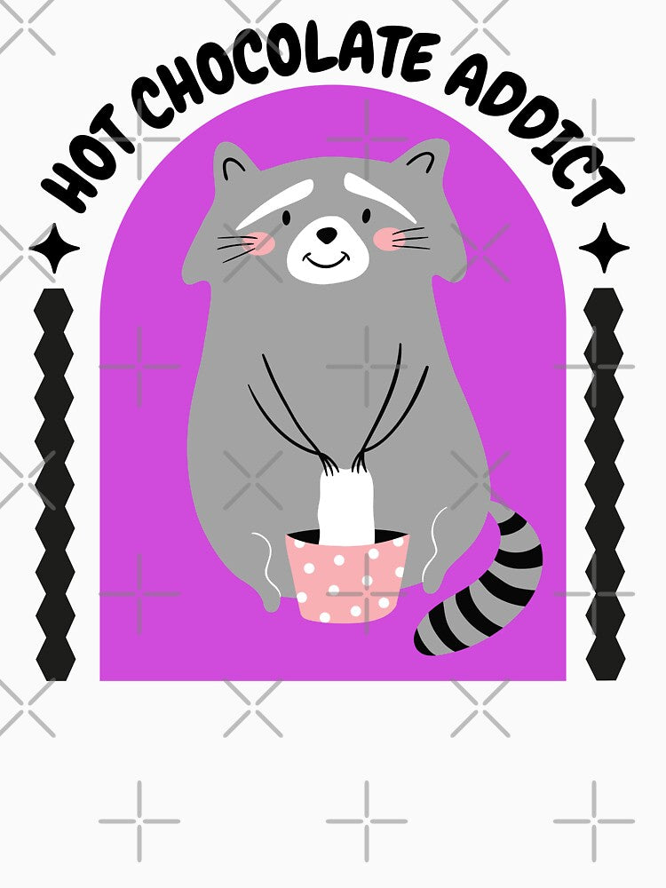 Kawaii Raccoon Hot Chocolate Addict Trash Panda Art by Trinket-Trickster T-Shirts, Hoodie, Sweatshirt (Image 3)