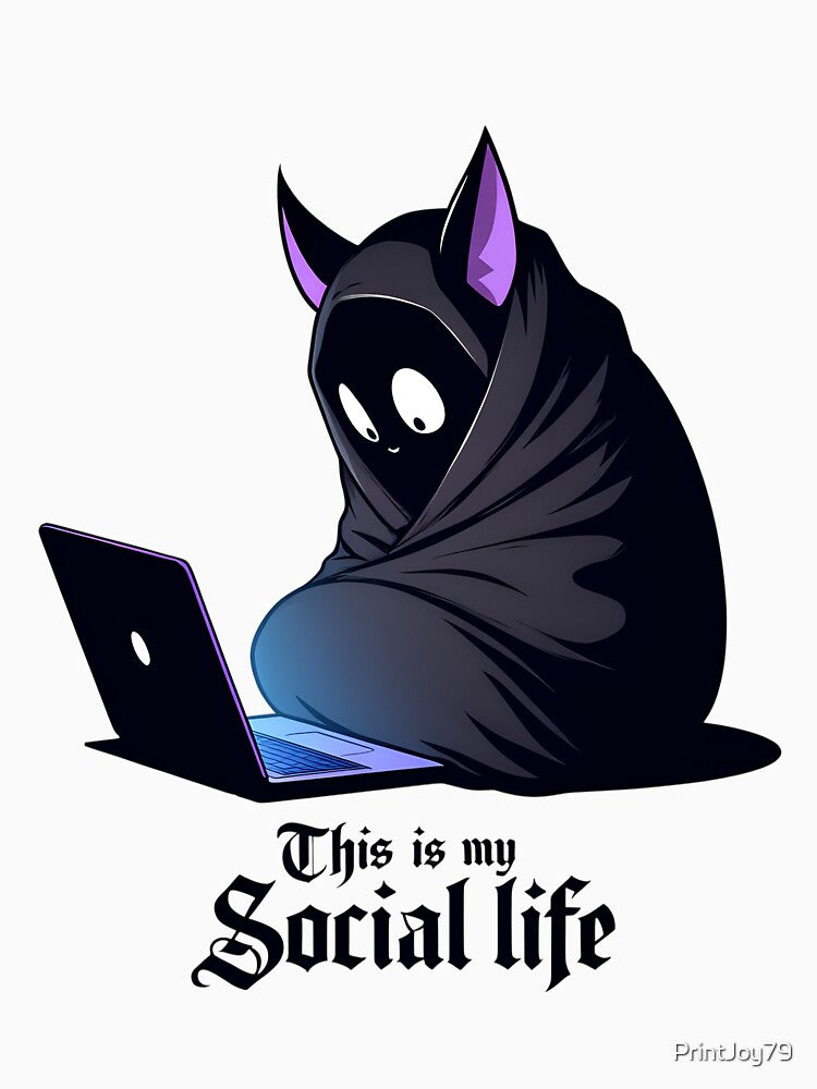 This Is My Social Life – Funny Introvert Gothic Laptop Design by PrintandJoy T-Shirts, Hoodie, Sweatshirt (Image 3)