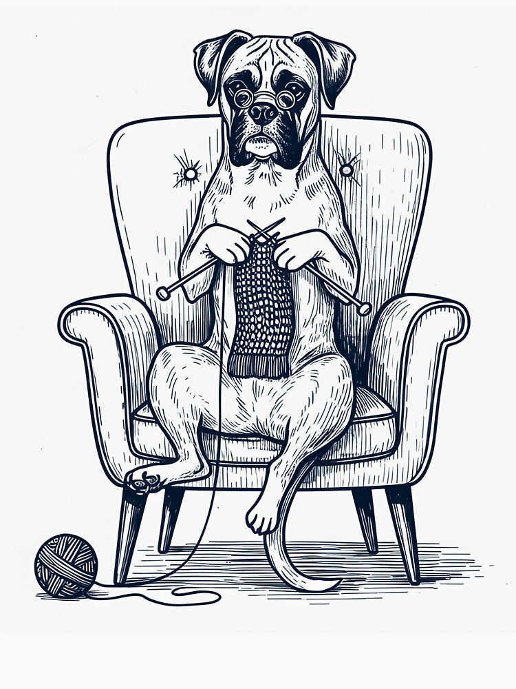 Vintage Boxer Dog Knitting Knit Gift Dog Lover by DoodleTortle T-Shirts, Hoodie, Sweatshirt | BlankRebels.com (Image 3)