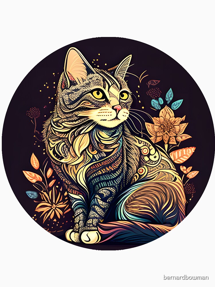 Boho Cat Art Vintage Colorful Lover Design by bernardbowman