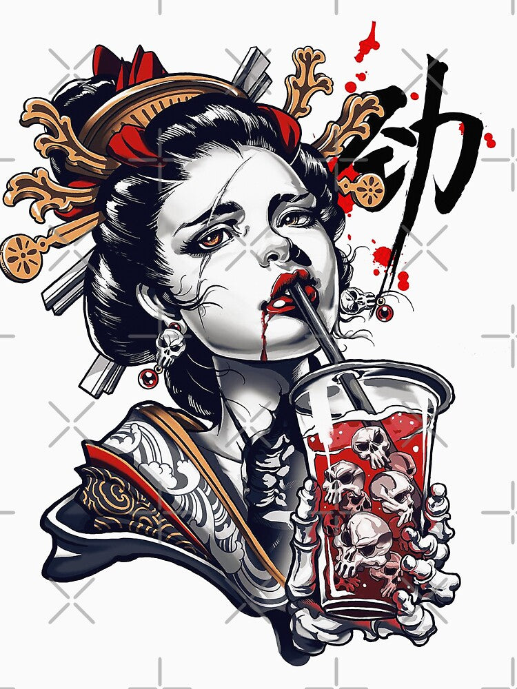 Japanese Geisha Girl Vaporwave Cyberpunk Popart Urban Style by OWLvision33 T-Shirts, Hoodie, Sweatshirt (Image 3)