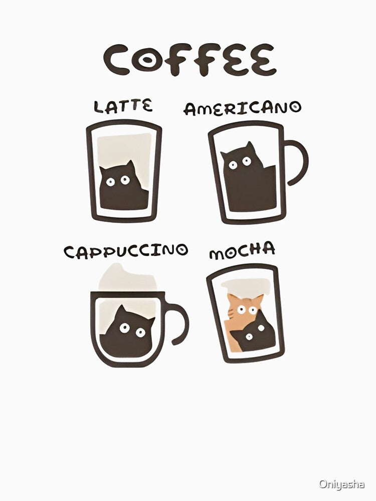 Coffee Cat Types Chart T-Shirts, Hoodie, Sweatshirt