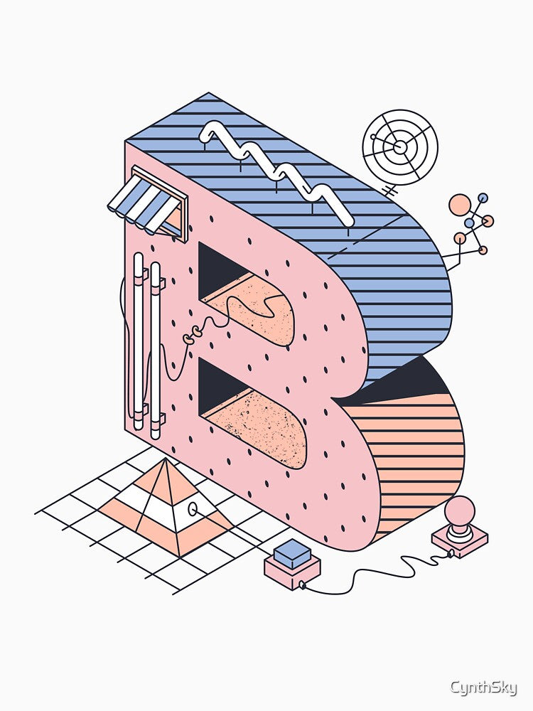 Pastel Retro Letter B by CynthSky T-Shirts, Hoodie, Sweatshirt | BlankRebels.com (Image 3)