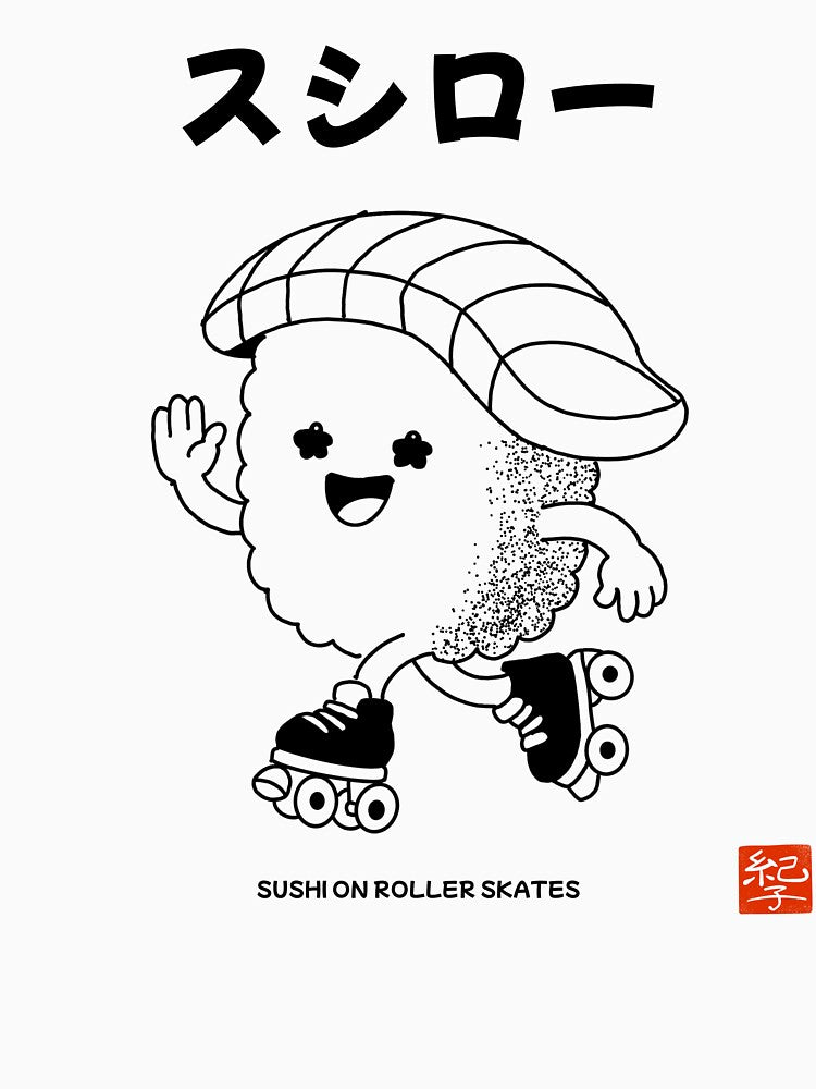 Sushi Roller – Sushi on Roller Skates JapPop Illustration by norikofukui T-Shirts, Hoodie, Sweatshirt (Image 3)