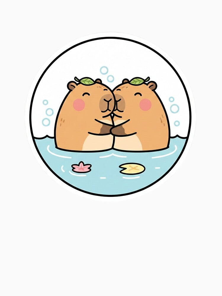 Cute Capybara Couple– Kawaii Animal Sticker T-Shirts, Hoodie, Sweatshirt