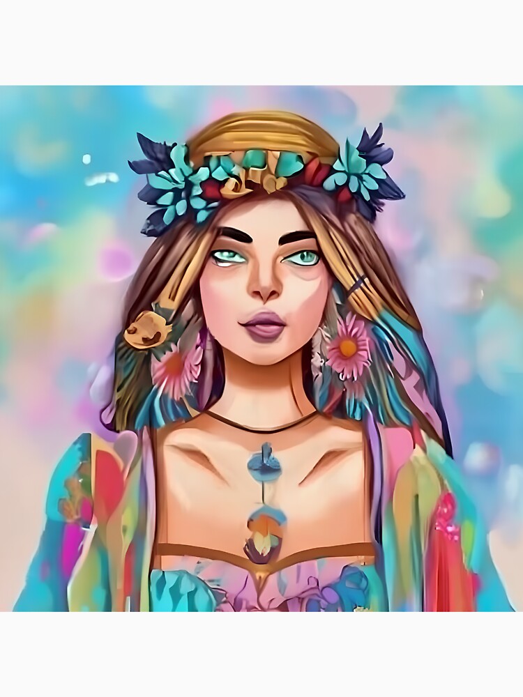 Boho Style Hippie Girl With Flowers by SkyAdr2 T-Shirts, Hoodie, Sweatshirt | BlankRebels.com (Image 3)