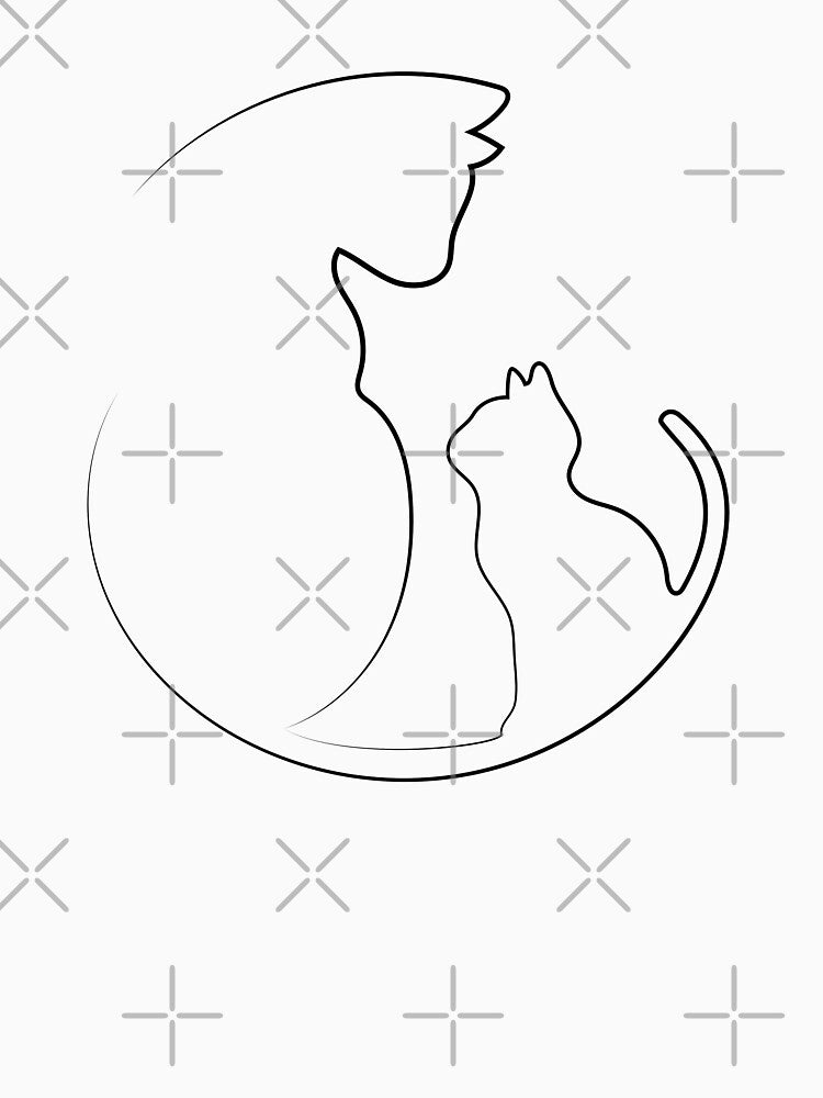 Cat Mom With Kitten | One Line Artist | Minimal Art | One Line Art | Minimalist by One-Line-Artist T-Shirts,... (Image 3)