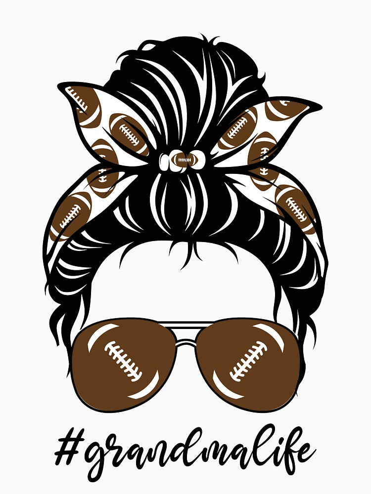 Football Grandma Life Messy Bun American Football by clothesy7 T-Shirts, Hoodie, Sweatshirt | BlankRebels.com (Image 3)
