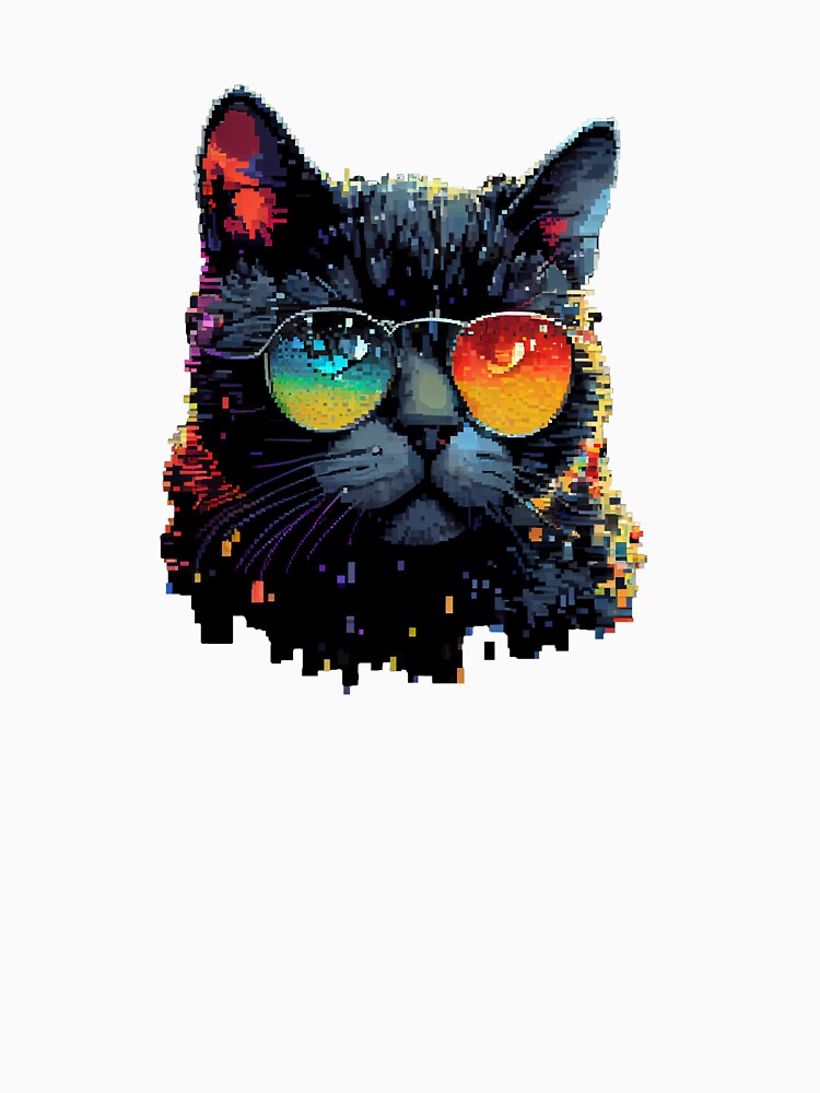 Black cat with sunglasses. 2 by Pixelarium