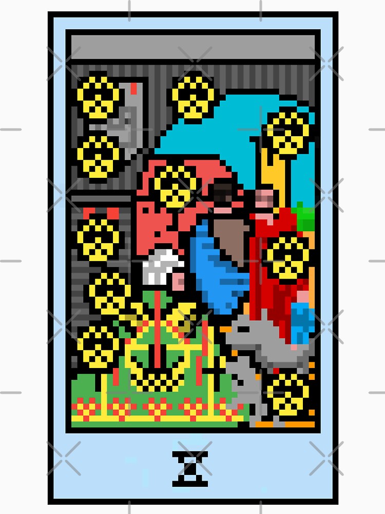 Wait, is this pixel art tarot? White - Minor Arcana 'Ten of Pentacles' (Design for T-shirt, stickers and other... (Image 3)