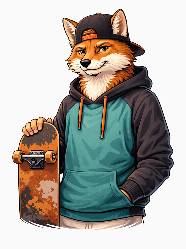 Cool Skateboard Fox – Urban Streetwear Skater Lifestyle Animal Art by ColorSplash123 T-Shirts, Hoodie, Sweatshirt (Image 3)