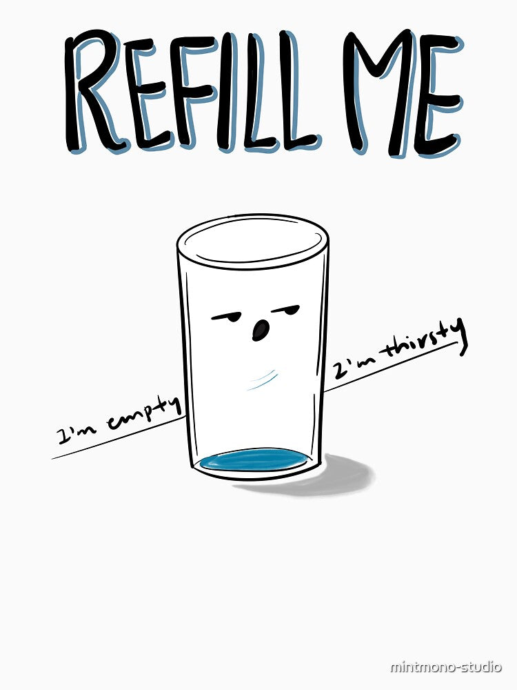 Refill Me – Thirsty Glass Hand-drawn Doodle by mintmono-studio T-Shirts, Hoodie, Sweatshirt | BlankRebels.com (Image 3)