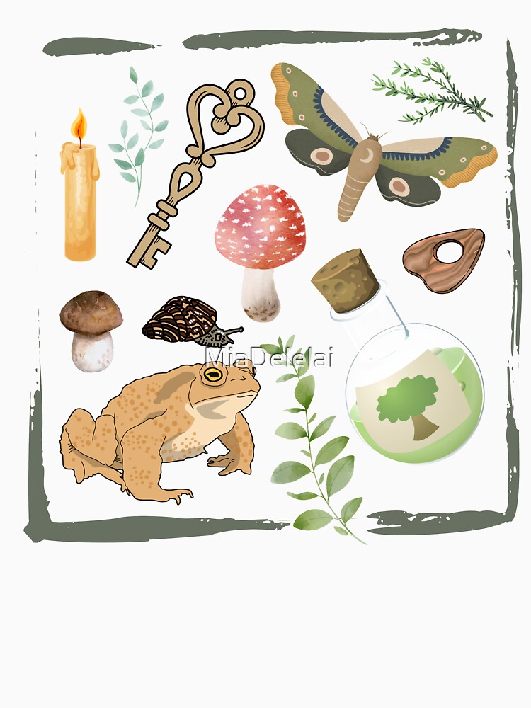 Cottagecore Aesthetic Mystical Mushroom, Frogs, & Forest Design by MiaDelelai T-Shirts, Hoodie, Sweatshirt (Image 3)
