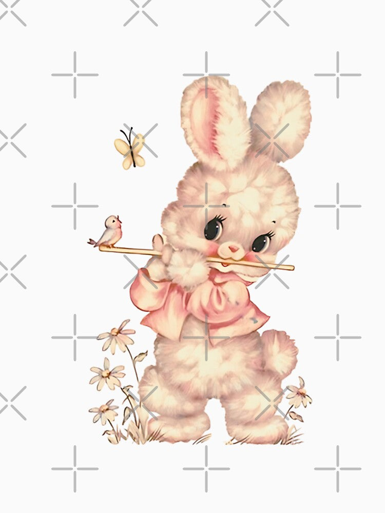 Vintage Kawaii Kitsch Bunny Rabbit Music Meyercord Decal by knickeryknackry