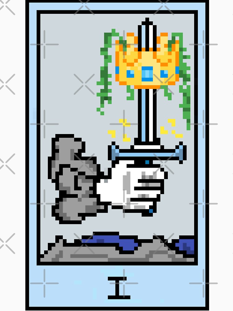 Wait, is this pixel art tarot? White - Minor Arcana 'Ace of Swords' (Design for T-shirt, stickers and other... (Image 3)