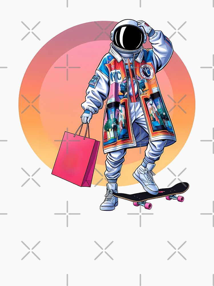 Street Fashion Astronaut – Oversized Graphic Coat & Skateboard Cartoon Space Style by LoliDesignShop T-Shirts,... (Image 3)
