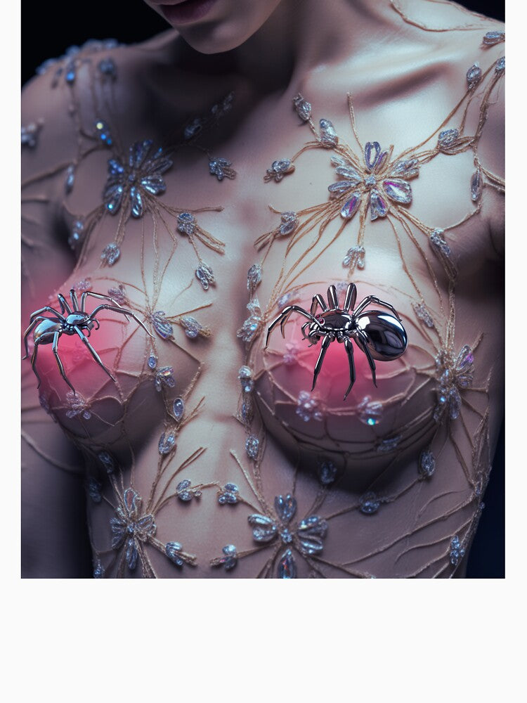 Female Silhouette with Metallic Spiders by mooncakekaro T-Shirts, Hoodie, Sweatshirt | BlankRebels.com (Image 3)