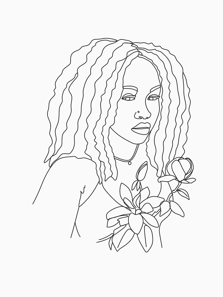 Woman face with flowers one line drawing. Line art female. Scandinavian print, Nordic, Trendy print, Styled,... (Image 3)