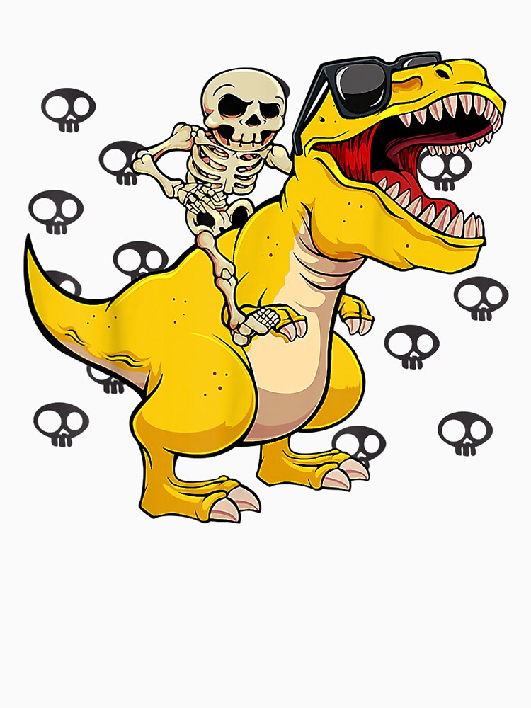 Skeleton Riding Dinosaur Lazy Halloween Costume Funny T Rex by Spencerhowar T-Shirts, Hoodie, Sweatshirt (Image 3)