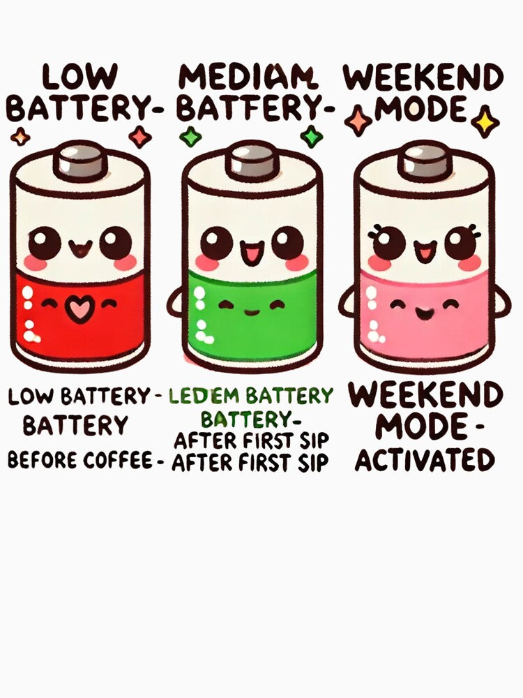Battery Life – From Before Coffee to Weekend Mode by storeloka T-Shirts, Hoodie, Sweatshirt | BlankRebels.com (Image 3)