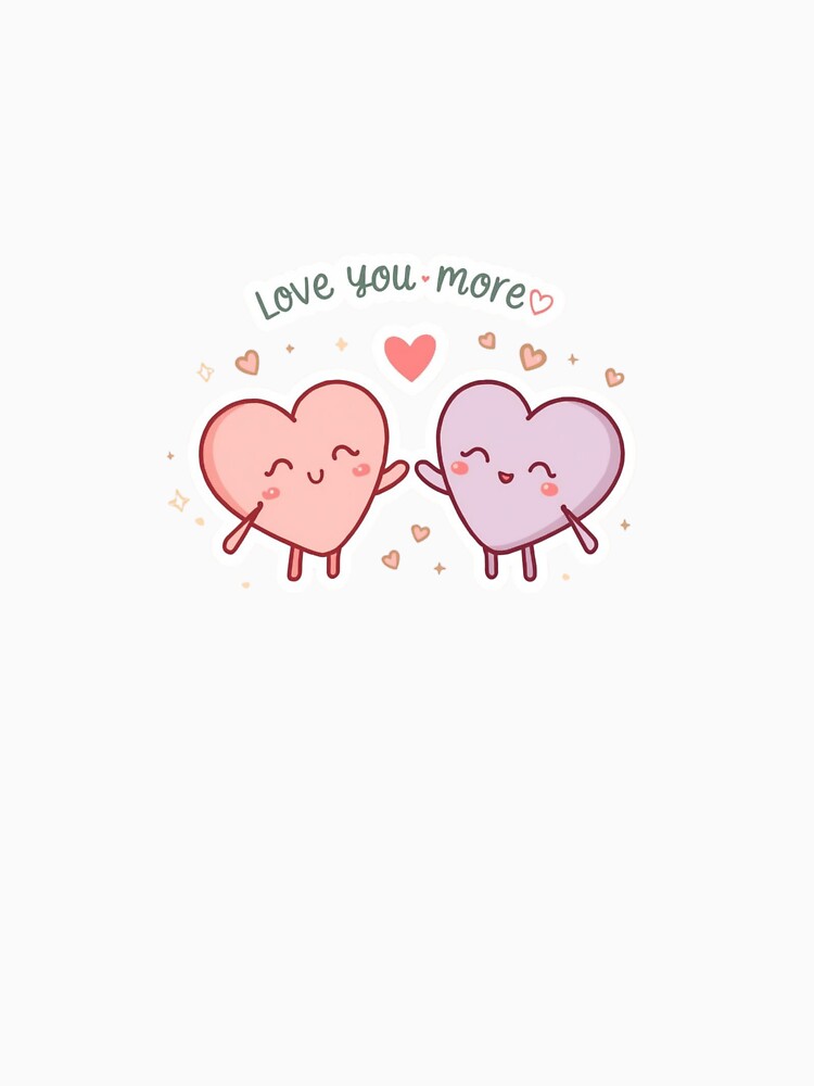 Love You More - Couple Hearts Valentine Sticker by OrikuStudio T-Shirts, Hoodie, Sweatshirt | BlankRebels.com (Image 3)