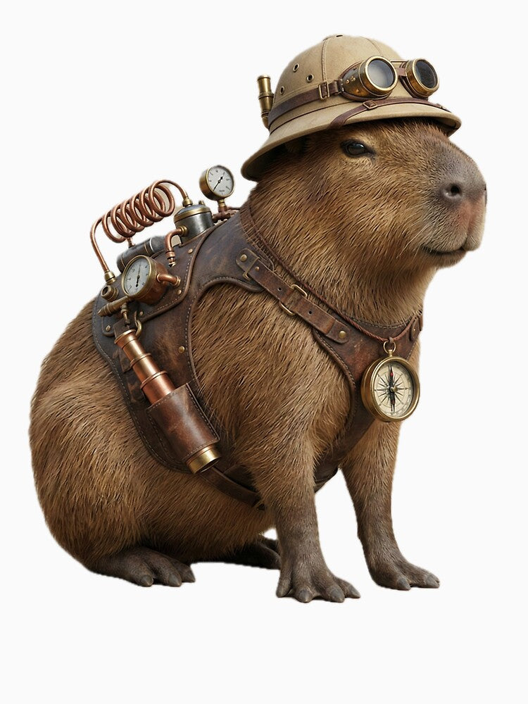 Steampunk Explorer Capybara - Retro Victorian Adventure by GildedMenagerie T-Shirts, Hoodie, Sweatshirt (Image 3)